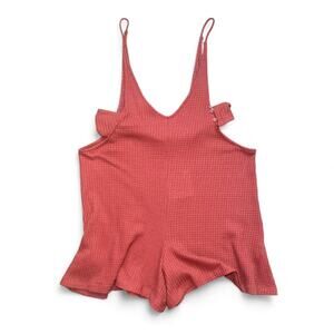 NWOT Somedays Lovin Lost Lovers Burnt Pink Waffle Knit Romper — SMALL